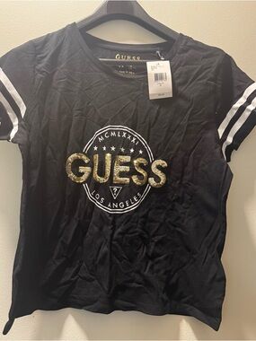 Guess Black Tee with Gold Foil Logo